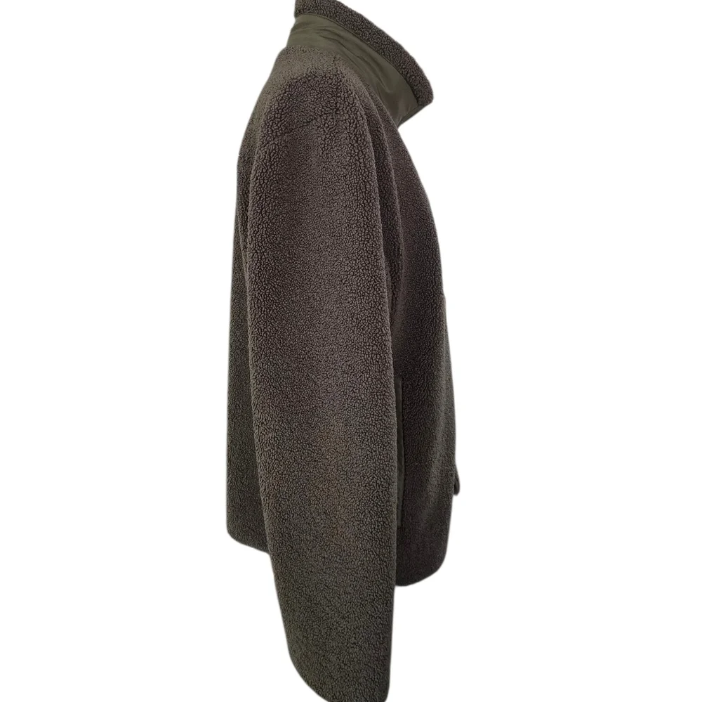Naadam Mens Fleece Sherpa Zip Up Jacket Dark Olive Green XL NWOT